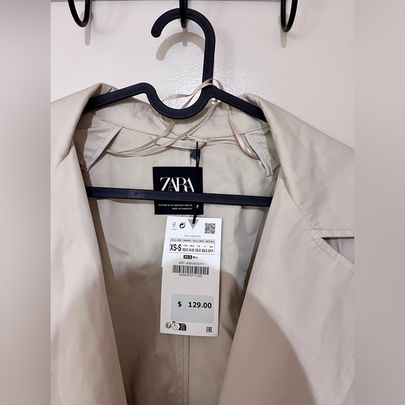 Zara Waxed Cotton Duffel Coat XS Sand 4391/870 Tag Included - Picture 7 of 9